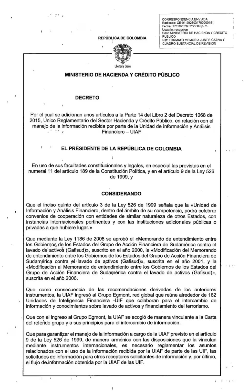 La norma autorizará intercambio de información a otros países, liderado por la Unidad de Inteligencia Financiera (UIF), que será responsable de autorizar los procesos - crédito Ministerio de Hacienda