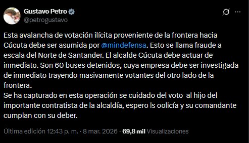 El presidente Gustavo Petro se refirió al episodio en la red social X y señaló que las autoridades recopilan información para establecer posibles responsabilidades- crédito @Petrogustavo/X