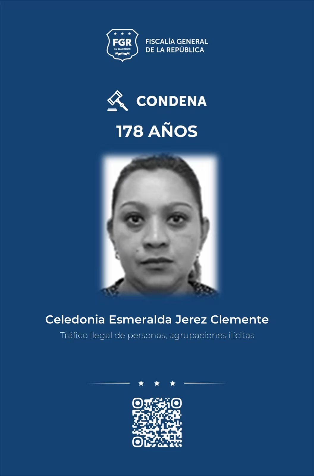 Celedonia Esmeralda Jerez Clemente recibió una condena de 178 años de prisión por tráfico ilegal de personas (Foto cortesía FGR).