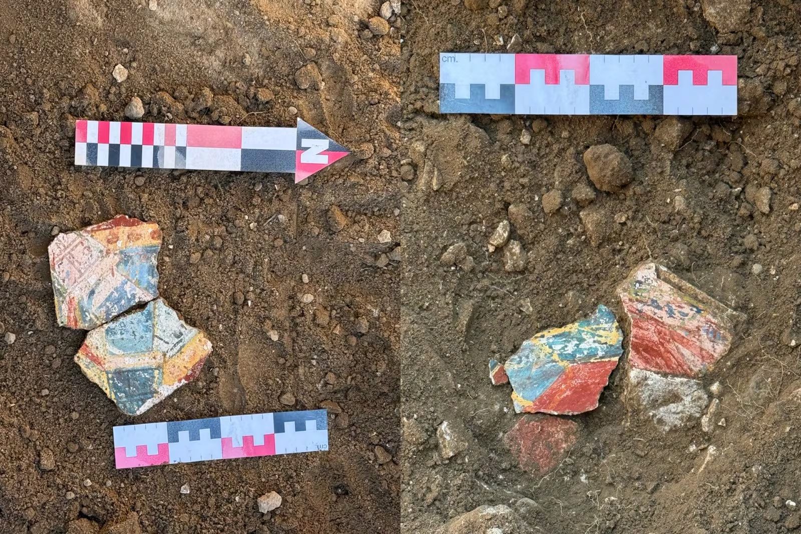 Arqueólogos del INAH descubrieron fragmentos de pintura mural estilo Cacaxtla en Tetlatlahuca, Tlaxcala, revelando una compleja red de poder de élites regionales durante el periodo Epiclásico mesoamericano. (INAH)