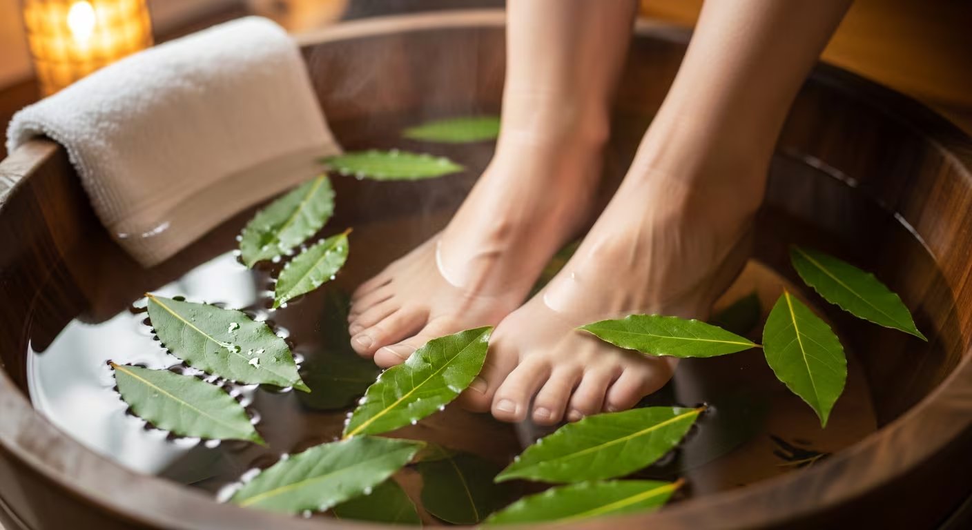 Utilizar hojas de laurel y agua tibia en baños de pies alivia el cansancio, refresca y apoya la higiene, según prácticas tradicionales avaladas por expertos, siendo una opción sencilla para el bienestar tras actividad física intensa o largas caminatas. (Imagen Ilustrativa Infobae)