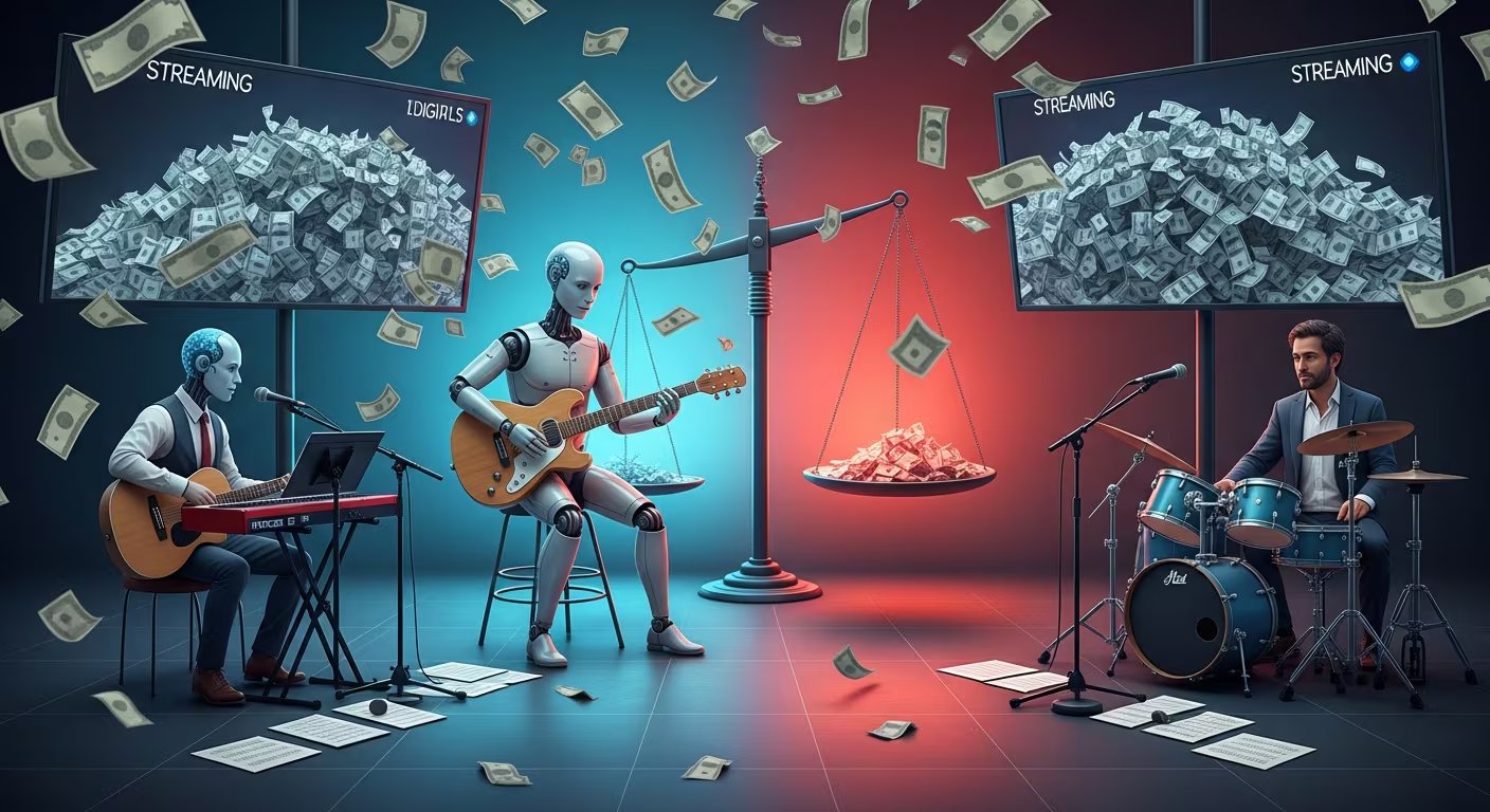 Música creada con IA fue publicada en Spotify, YouTube Music y Apple Music, y recaudó 8 millones de dólares. (Imagen Ilustrativa Infobae)