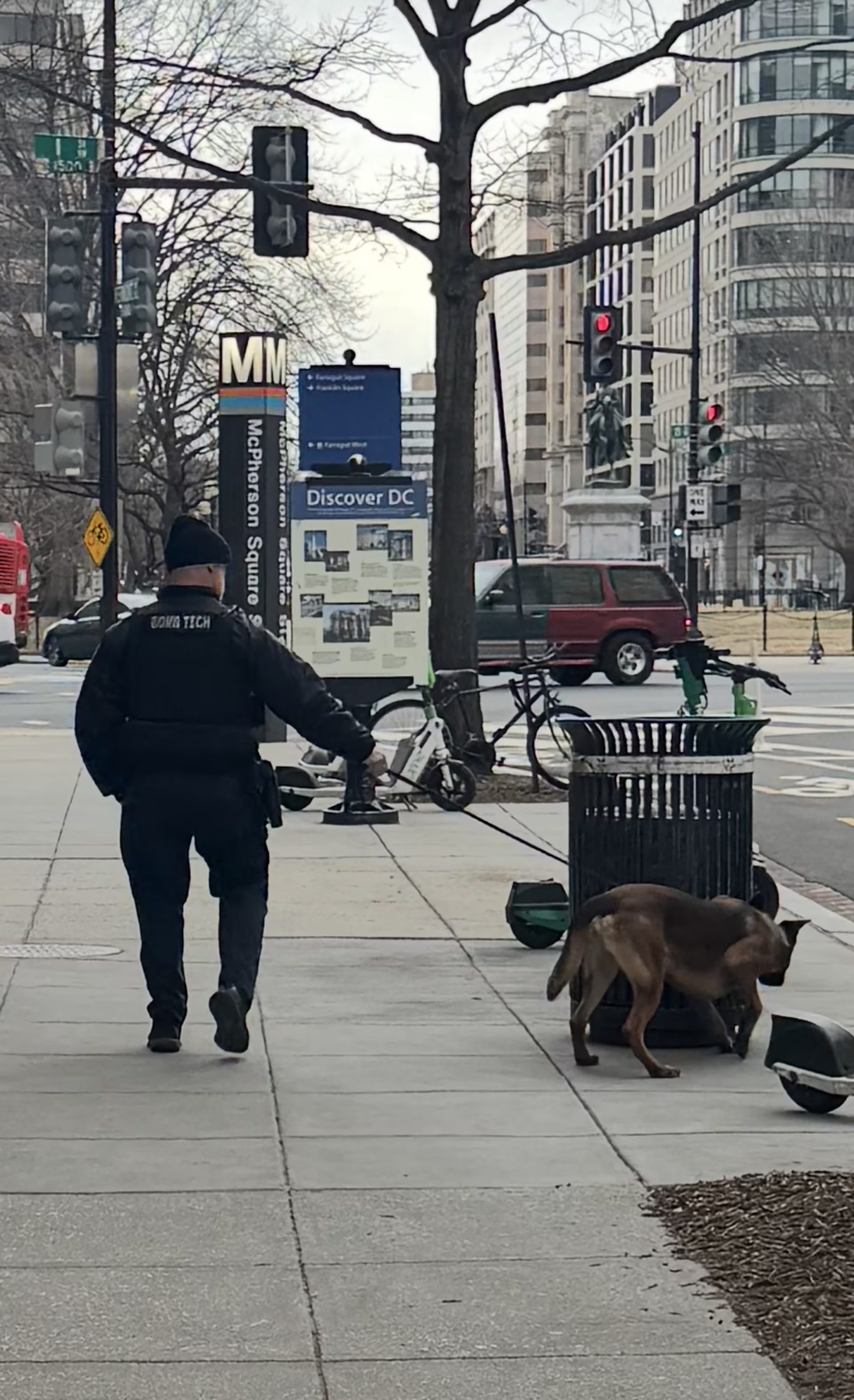 Expertos en explosivos patrullan con sus perros la ciudad de Washington, (Estados Unidos)