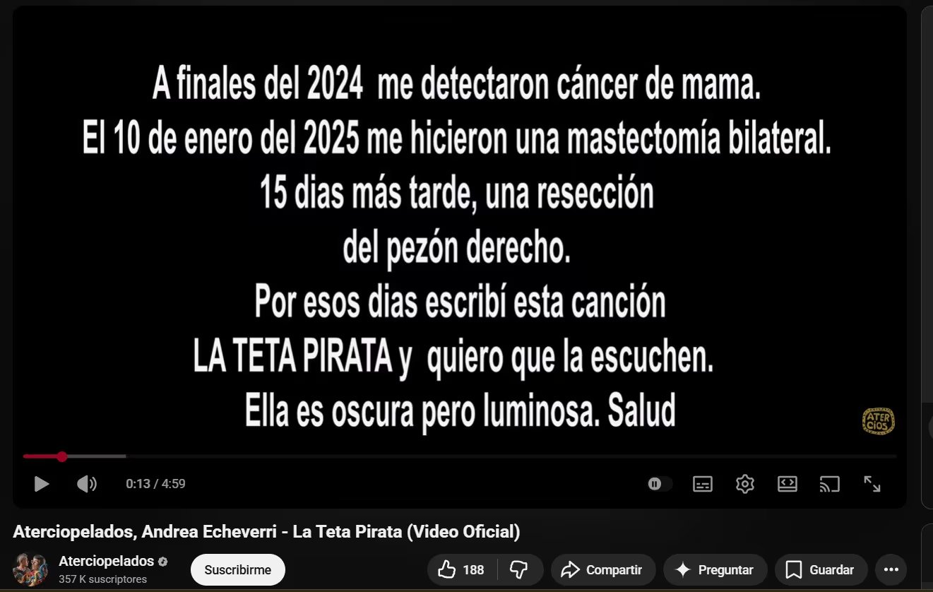 La líder de la banda bogotana, reconocida por su influencia en la música alternativa, transforma la adversidad en obra colectiva resaltando la importancia de la red cercana en el proceso de recuperación y transformación artística - crédito Captura de pantalla Aterciopelados / Youtube
