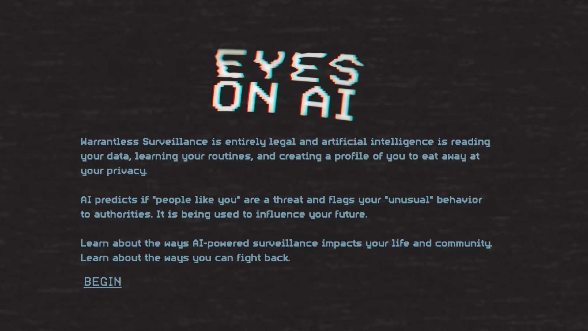 La plataforma Eyes on AI alerta sobre la recopilación de datos por sistemas de inteligencia artificial. (Eyes on AI)
