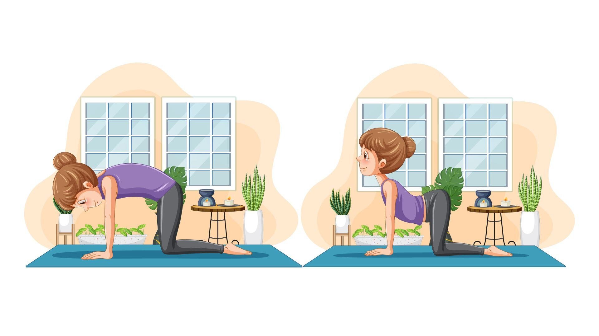 Postura gato-vaca yoga. (Freepik)