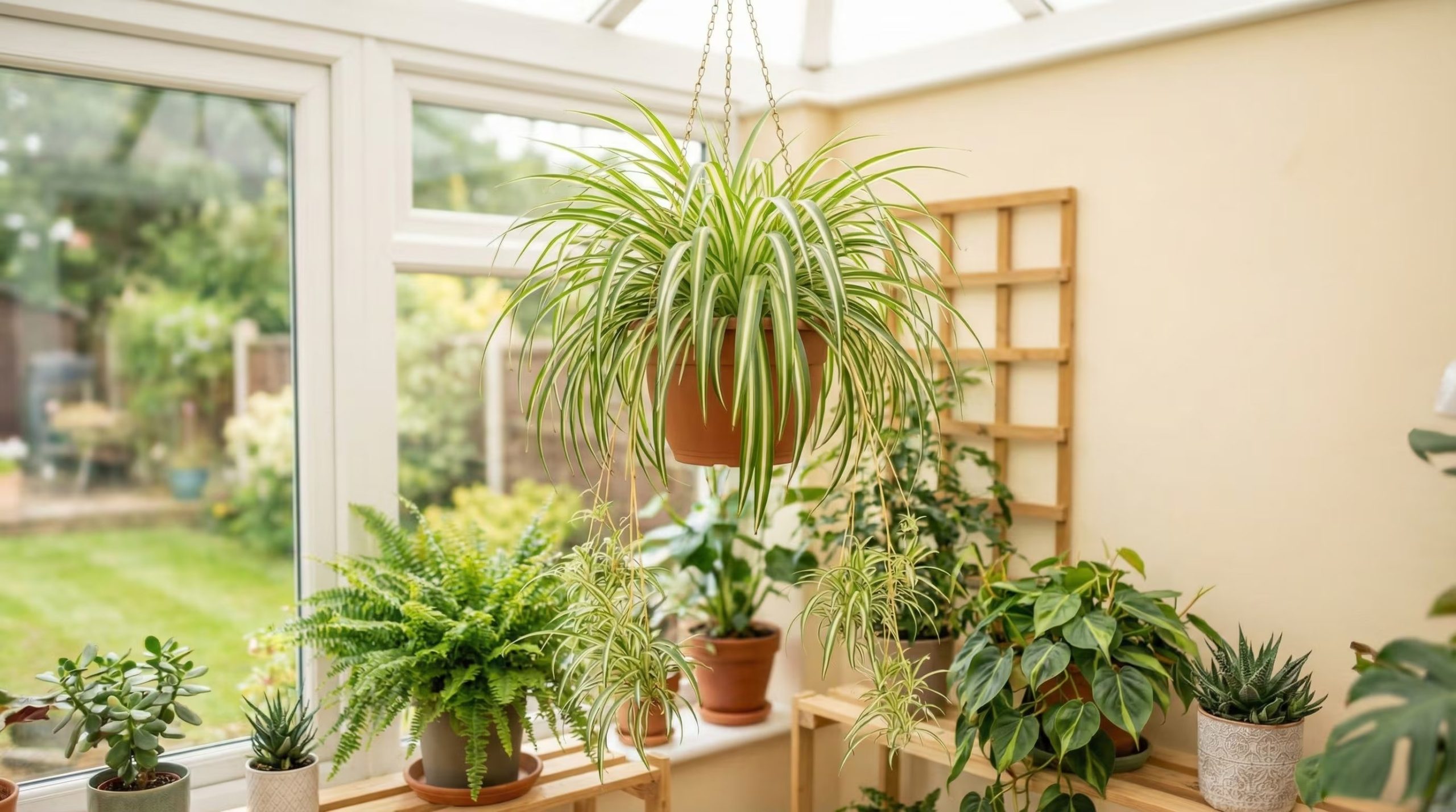 Cinta: adaptabilidad y facilidad en espacios húmedos La cinta es una opción resistente y decorativa que prospera en ambientes húmedos como baños y cocinas, requiriendo pocos cuidados y adaptándose a la falta de luz. (Imagen Ilustrativa Infobae)