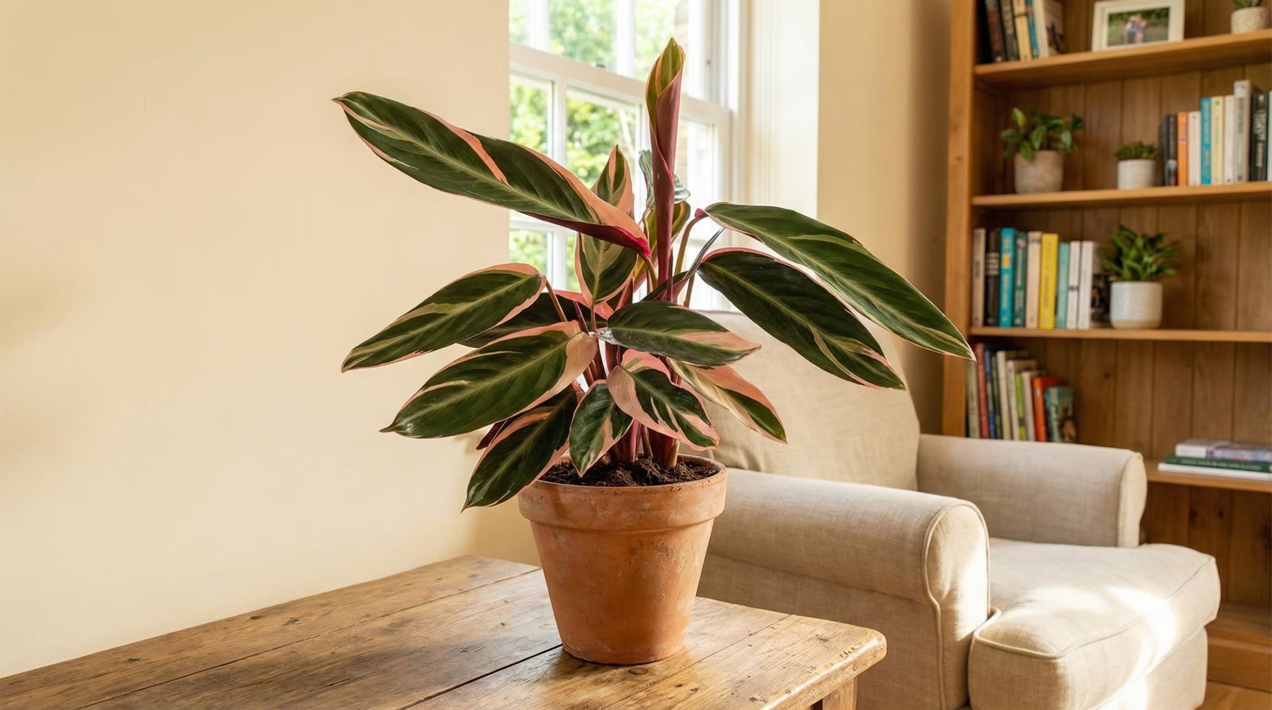 Calathea: elegancia tropical para entornos de poca luz Las hojas decorativas de la calathea aportan un toque exótico y sofisticado en baños y rincones oscuros, adaptándose bien a la humedad y la falta de luz directa. (Imagen Ilustrativa Infobae)
