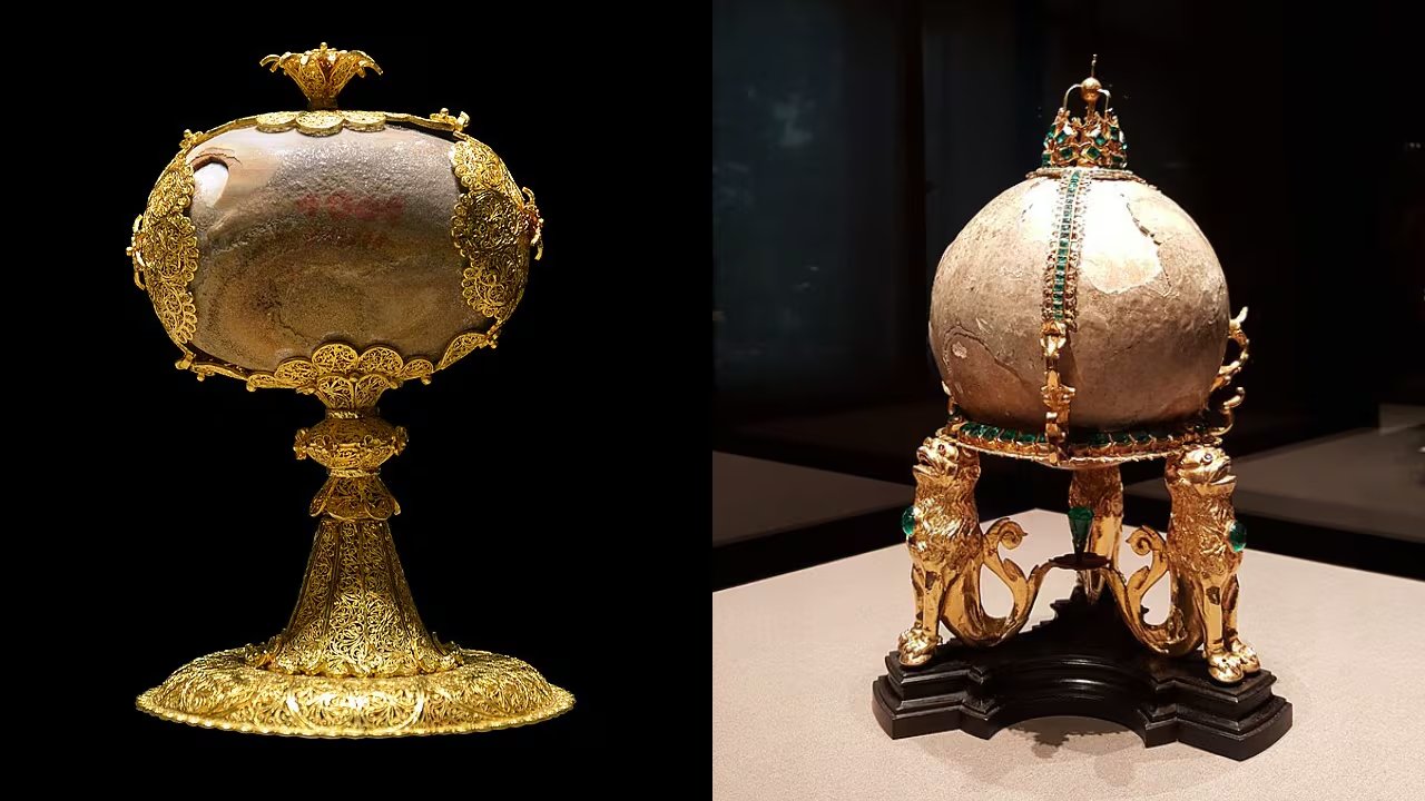 Dos piedras de bezoar que se encuentran actualmente en el Museo de Historia del Arte de Viena. (Montaje Infobae con imágenes de Vassil/Wikimedia Commons y Vikidim/Wikimedia Commons)