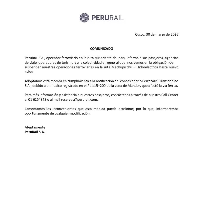 Eventos climáticos extremos, como lluvias y deslizamientos, han puesto en relieve la gran vulnerabilidad de la infraestructura ferroviaria de Cusco.
