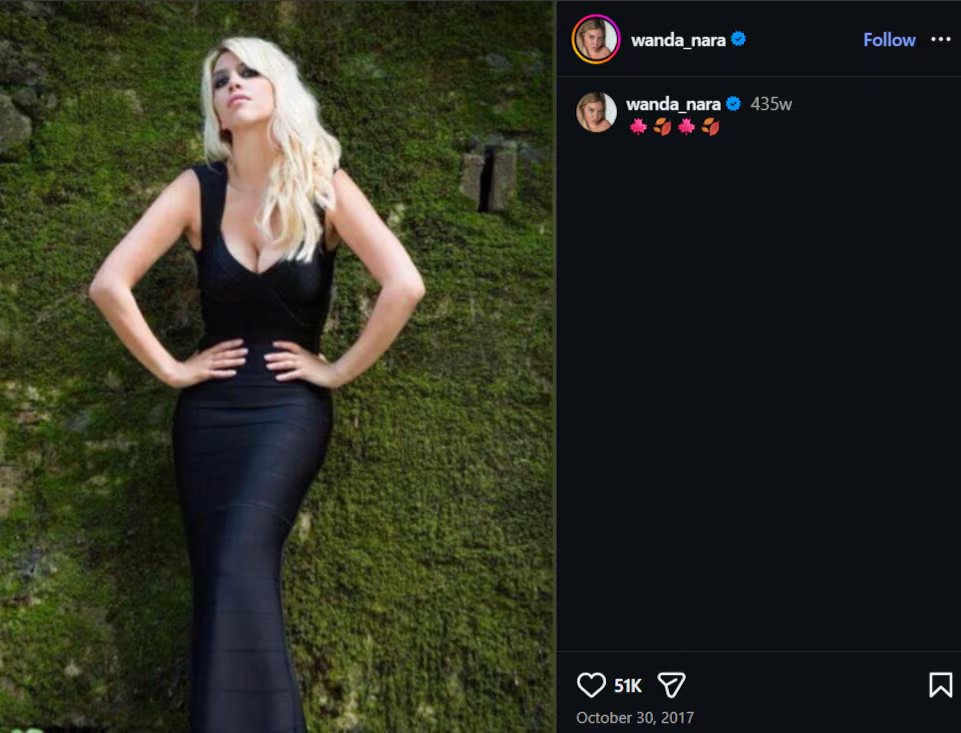 El vestido que utilizó Wanda para una producción originalmente realizada en 2013 y que luego volvió a compartir en 2018 (Instagram)