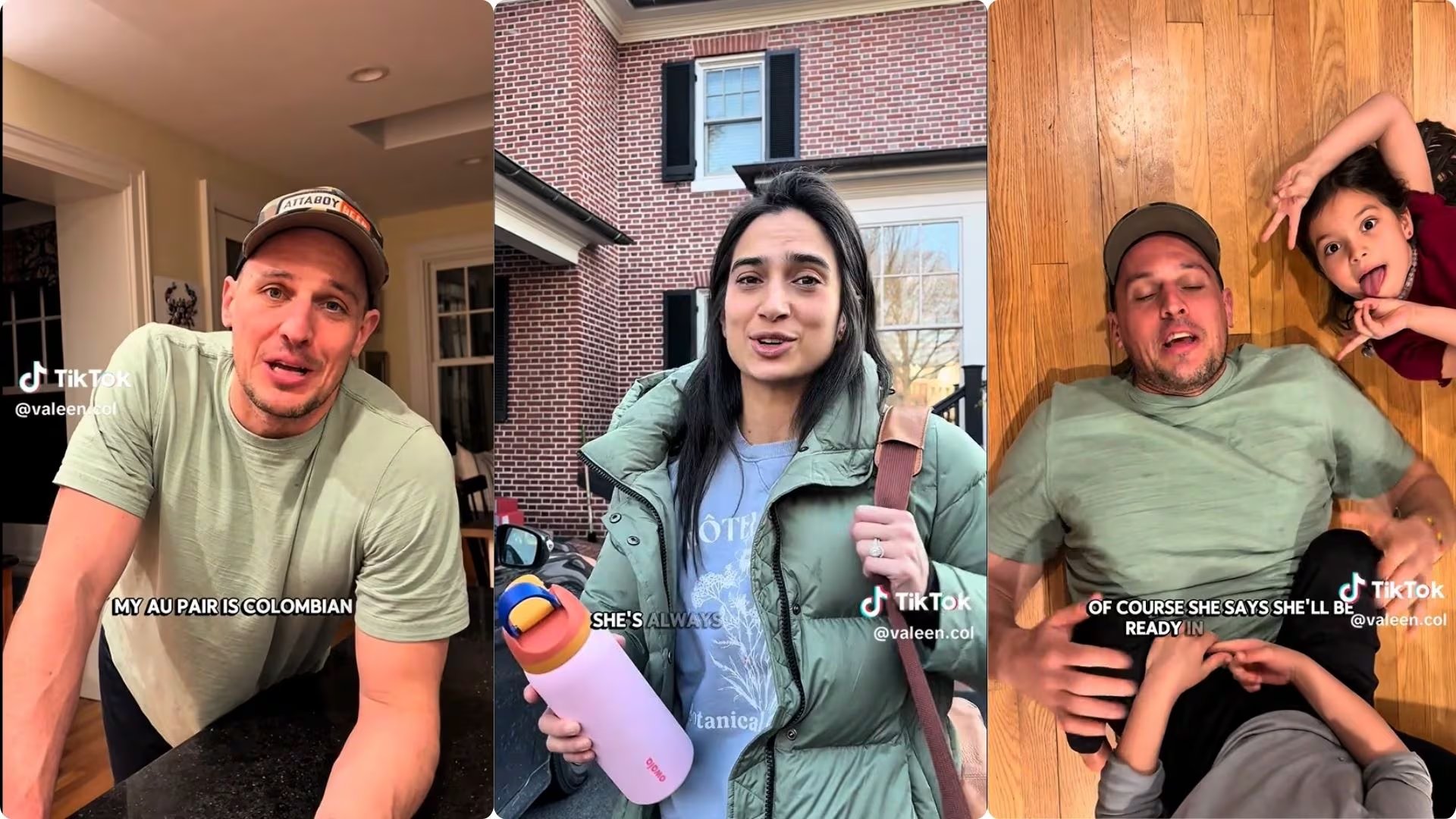 La familia anfitriona describe con humor las costumbres de su au pair colombiana, desde los diminutivos afectivos hasta los rituales diarios de café - crédito valeen.col / TikTok