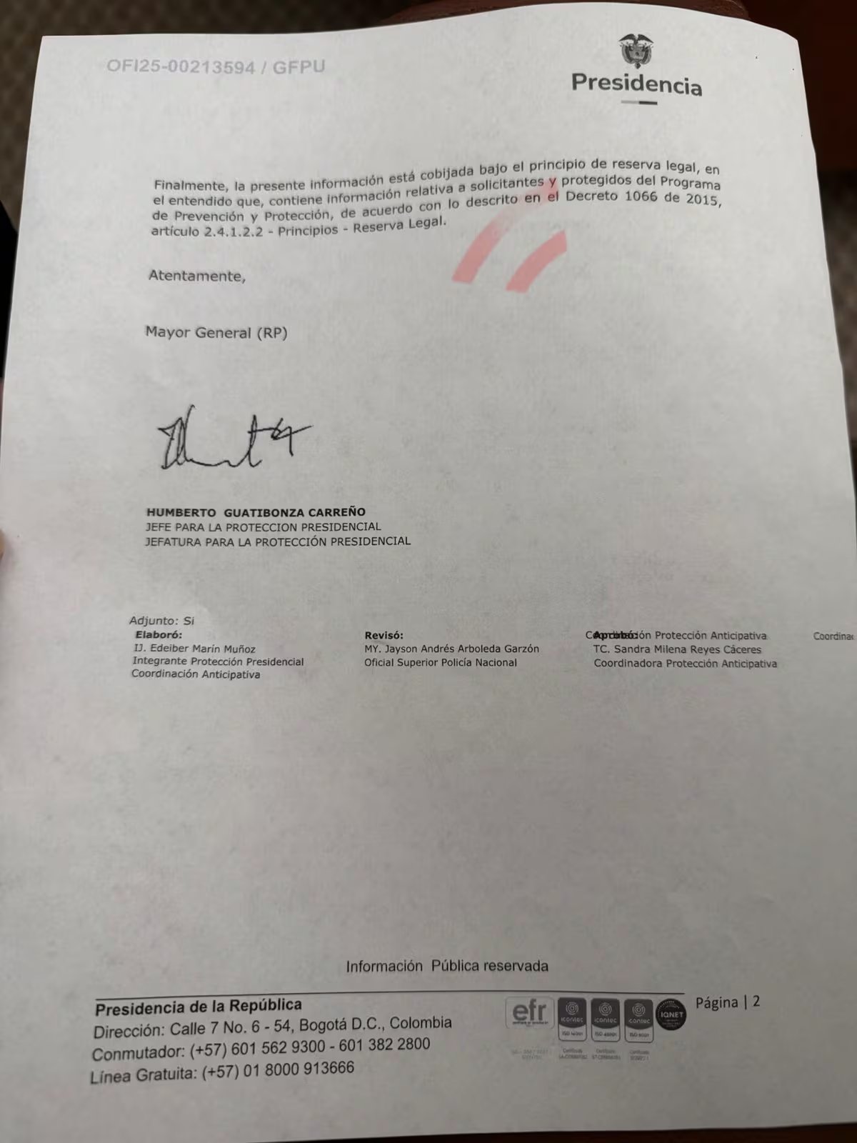 Una alerta sobre una posible conspiración contra el Presidente de la República y el ministro del Interior movilizó a la Jefatura para la Protección Presidencial en Colombia - crédito redes sociales/X