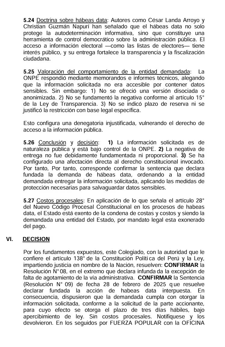 Sentencia de segunda instancia.