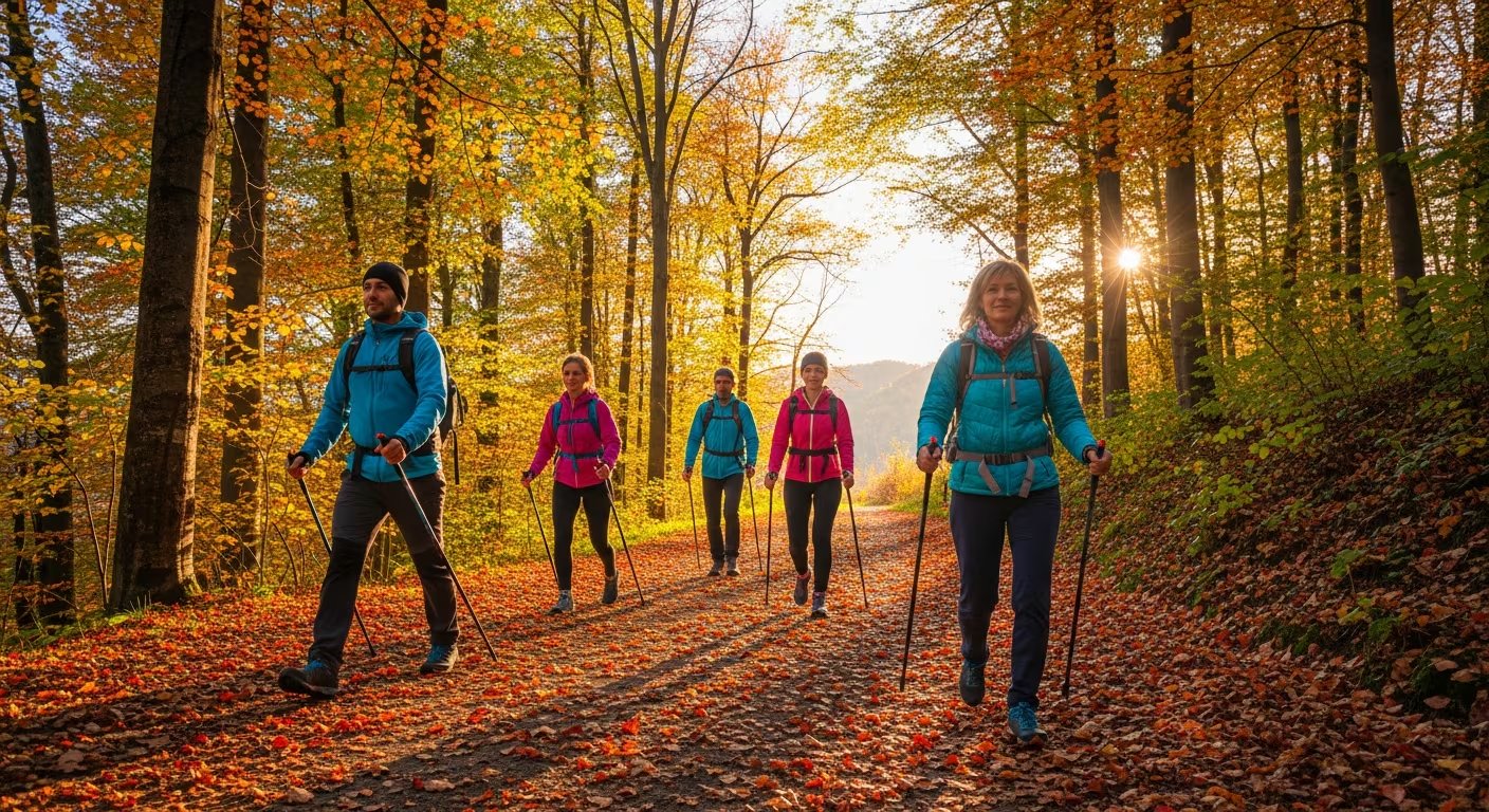 El uso de bastones transforma una caminata común en un entrenamiento más intenso y completo. (Imagen Ilustrativa Infobae)