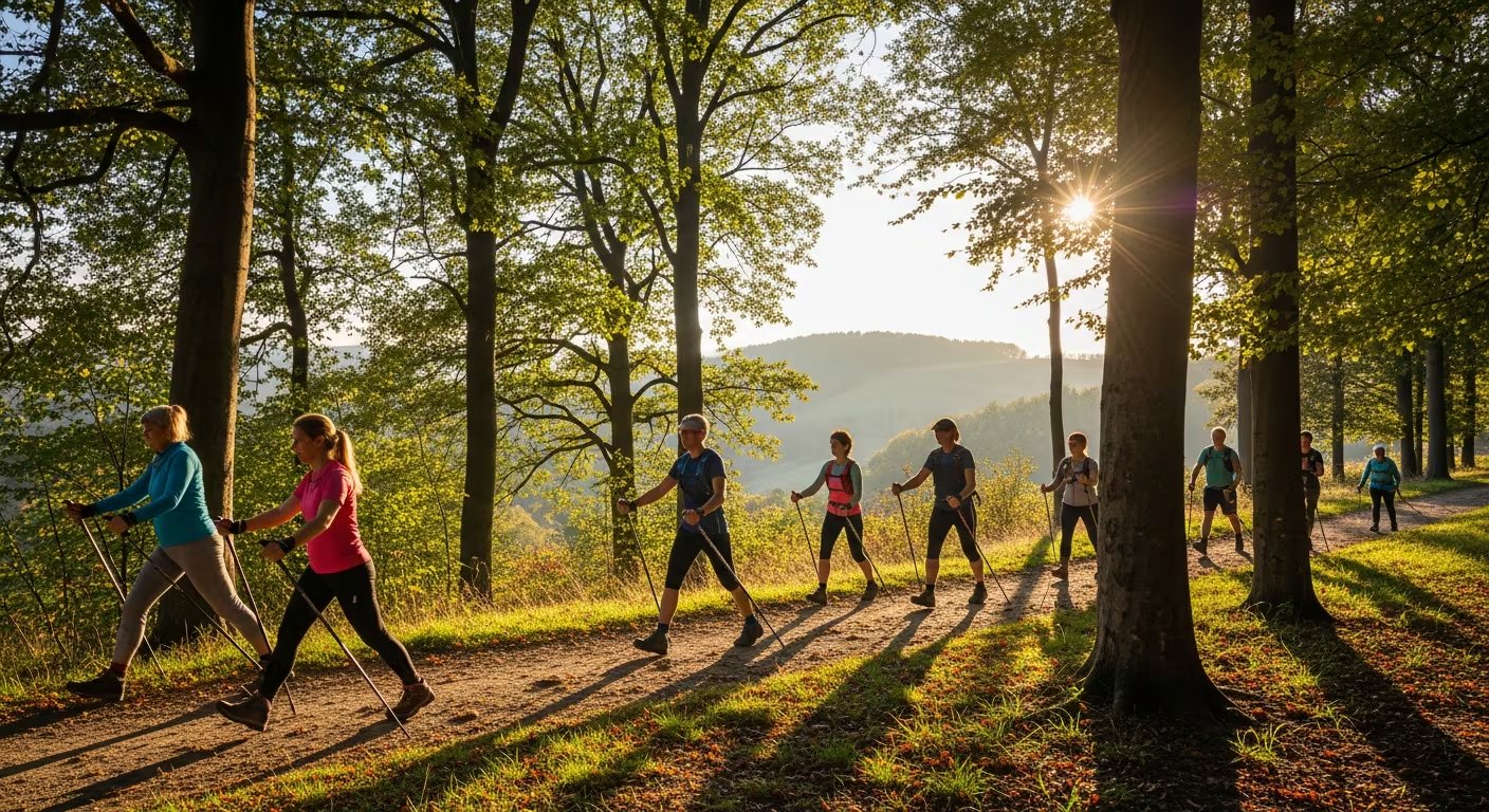 El ejercicio con bastones permite disfrutar de la actividad física en parques y senderos urbanos. (Imagen Ilustrativa Infobae)