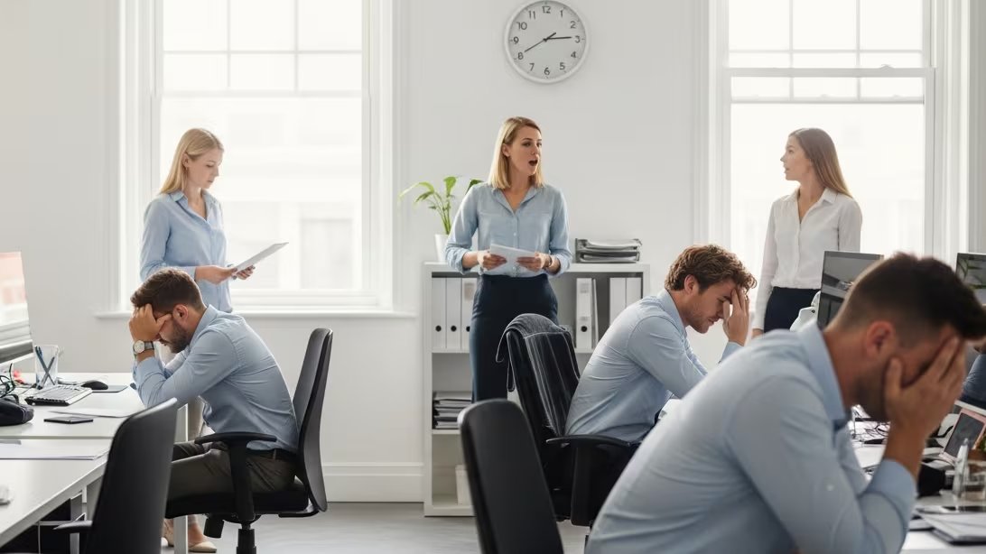 El entorno laboral con estrés elevado agrava los síntomas típicos del síndrome del edificio enfermo en empleados de oficinas (Imagen Ilustrativa Infobae)