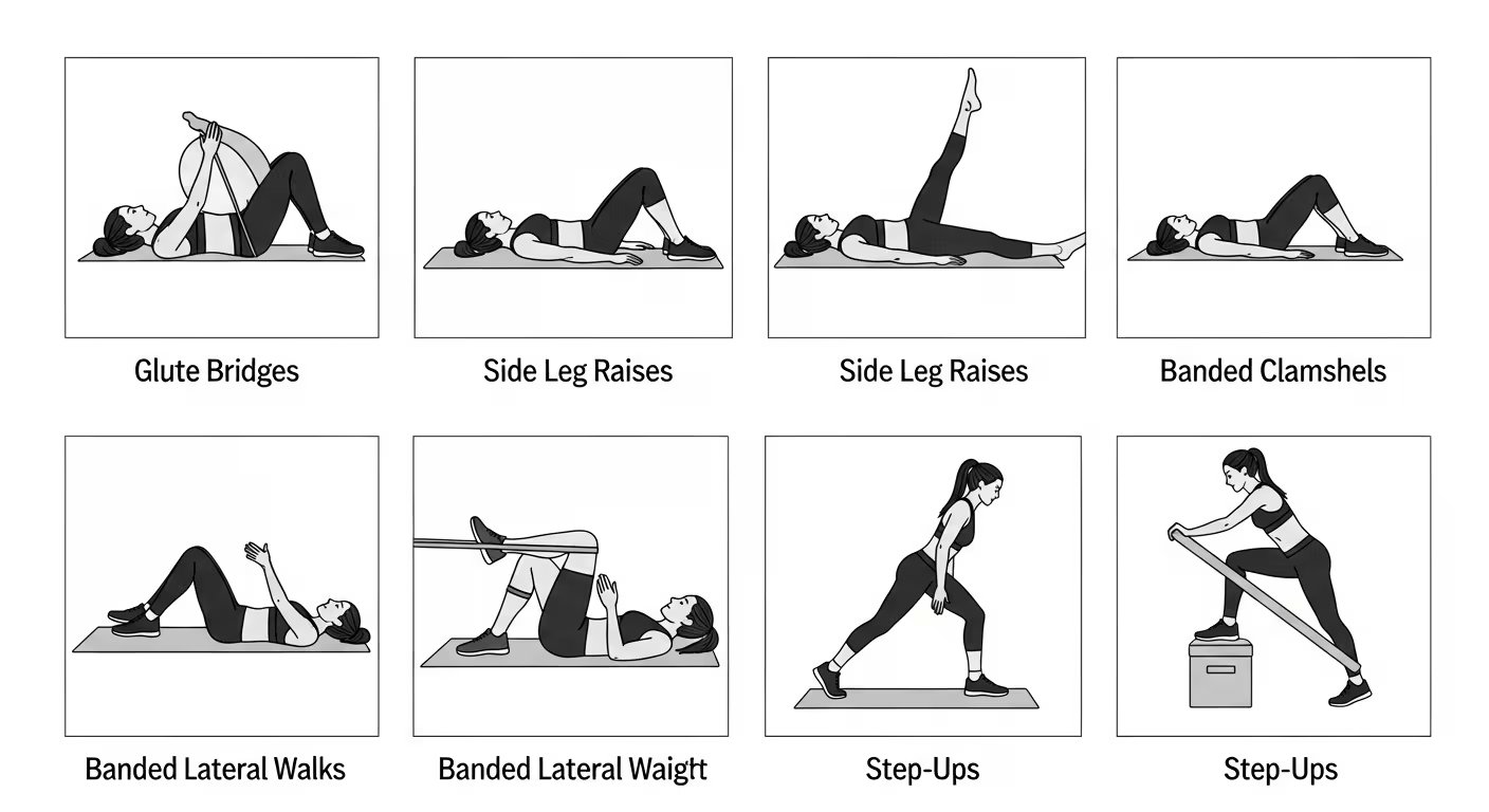 Cada uno de los ejercicios recomendados para fortalecer el musculo (Imagen Ilustrativa Infobae)