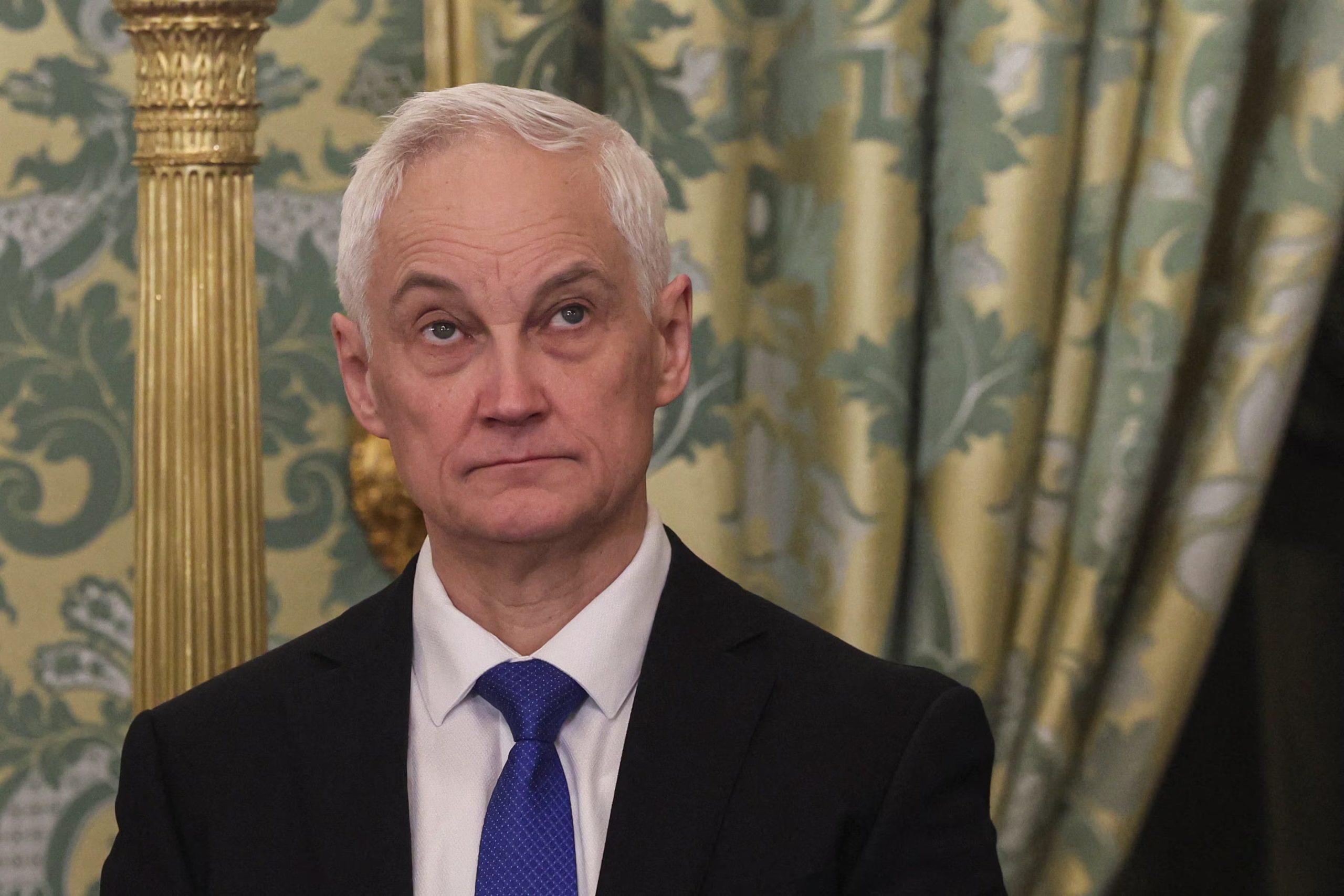 El ministro de Defensa ruso Andrei Belousov durante un encuentro entre Putin y el presidente sirio Ahmed al-Sharaa en el Kremlin, el 28 de enero de 2026. Belousov reemplazó a Sergei Shoigu en mayo de 2024, en el inicio de la purga anticorrupción del ministerio. (MAXIM SHIPENKOV/Pool vía REUTERS)