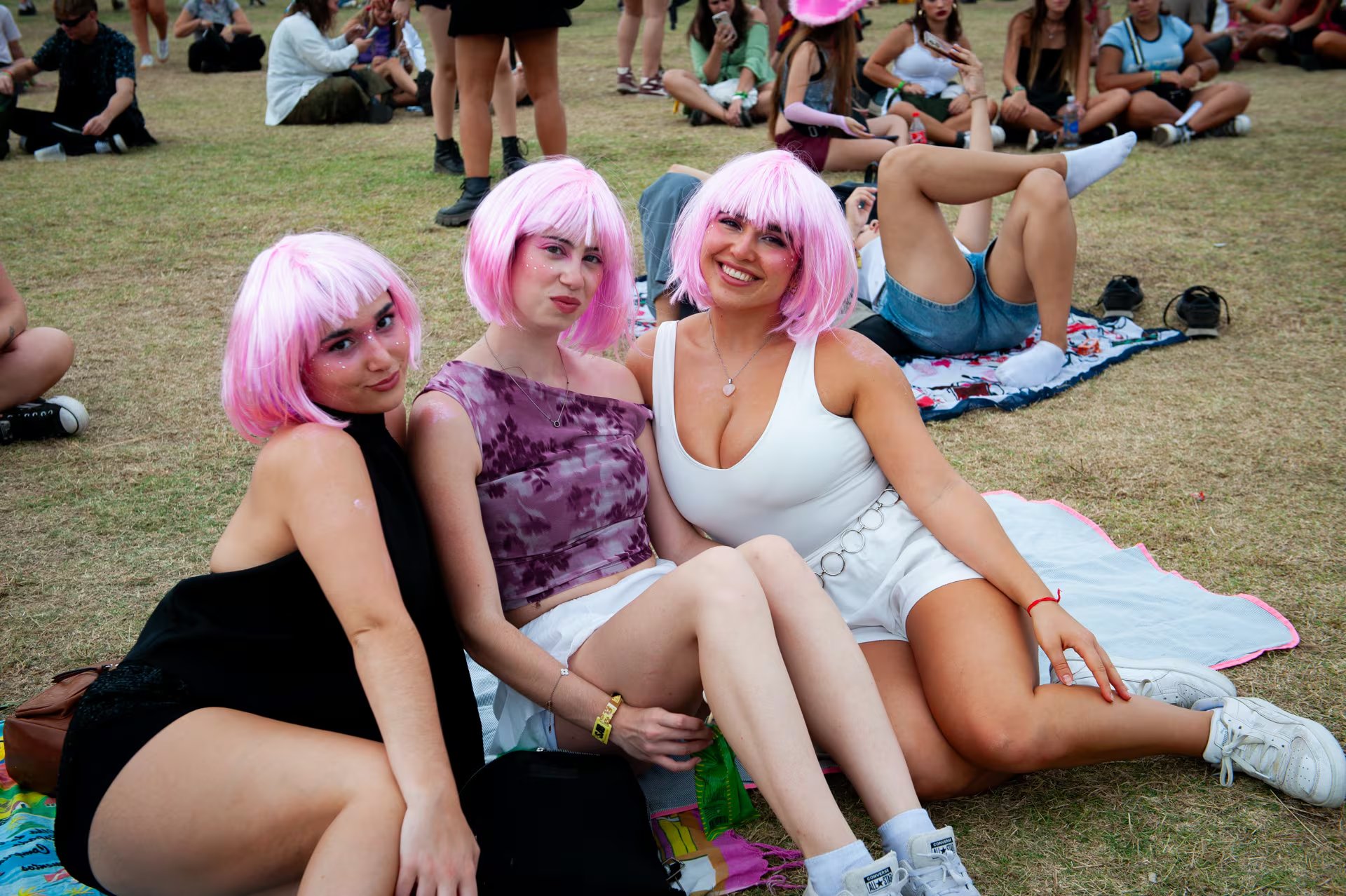 Pelucas rosas en conjunto 