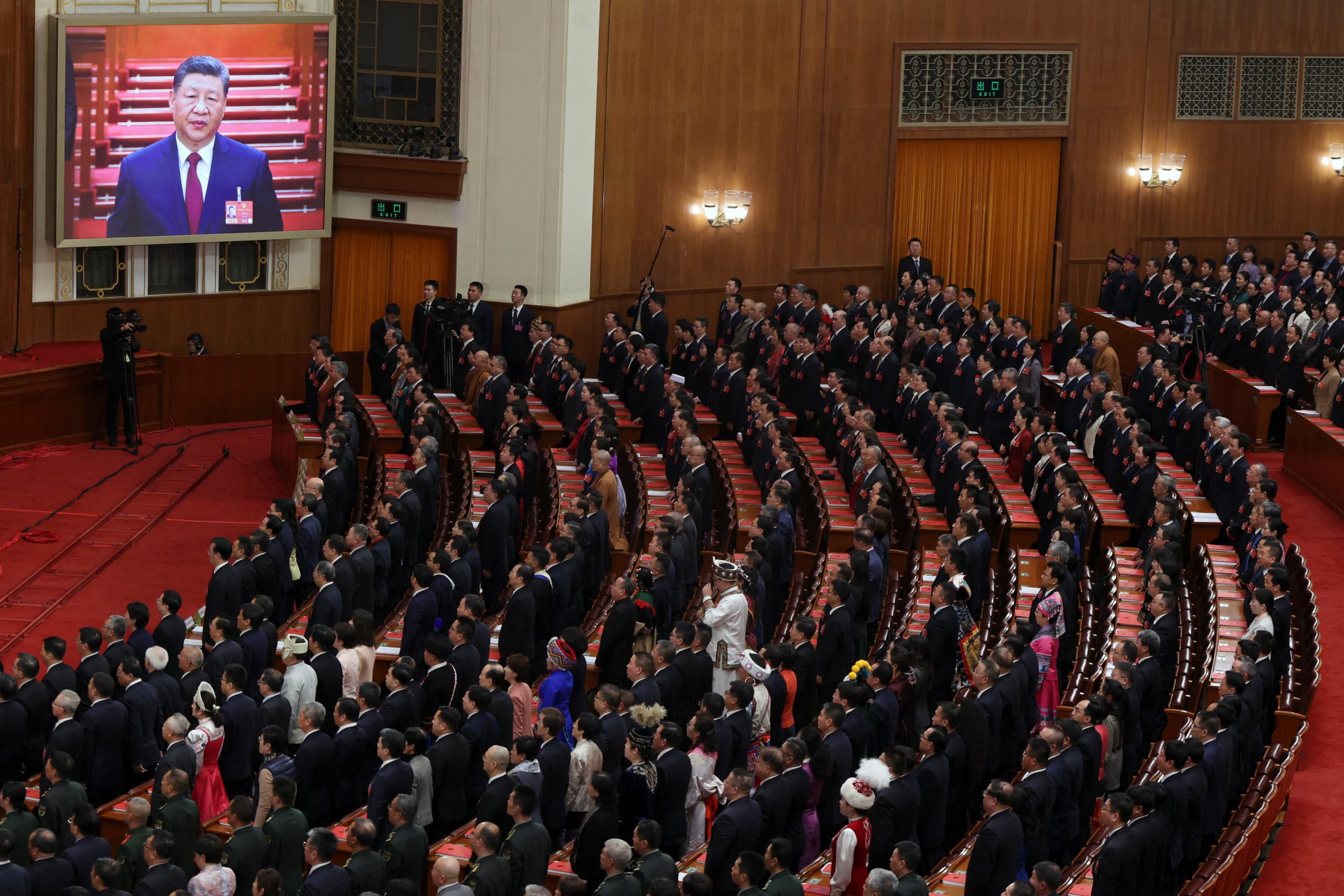 El presidente Xi Jinping en la sesión de clausura del Congreso Nacional del Pueblo en Beijing. La pausa en los vuelos militares sobre Taiwán coincidió con la reunión anual del legislativo chino. (REUTERS/Florence Lo)