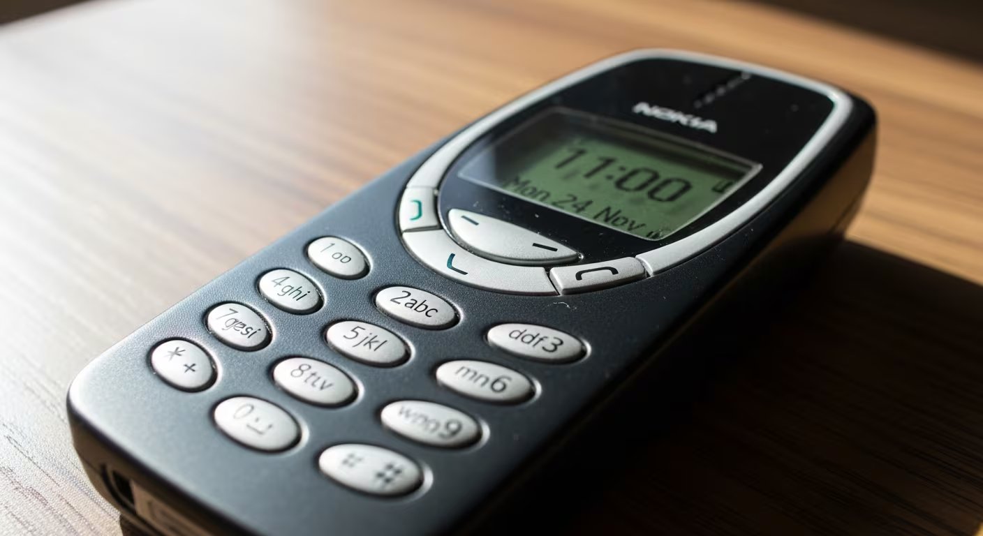 El diseño resistente y funcional del Nokia 1100, con teclado sellado y bordes de goma, consolidó su fama de teléfono indestructible. (Imagen Ilustrativa Infobae)