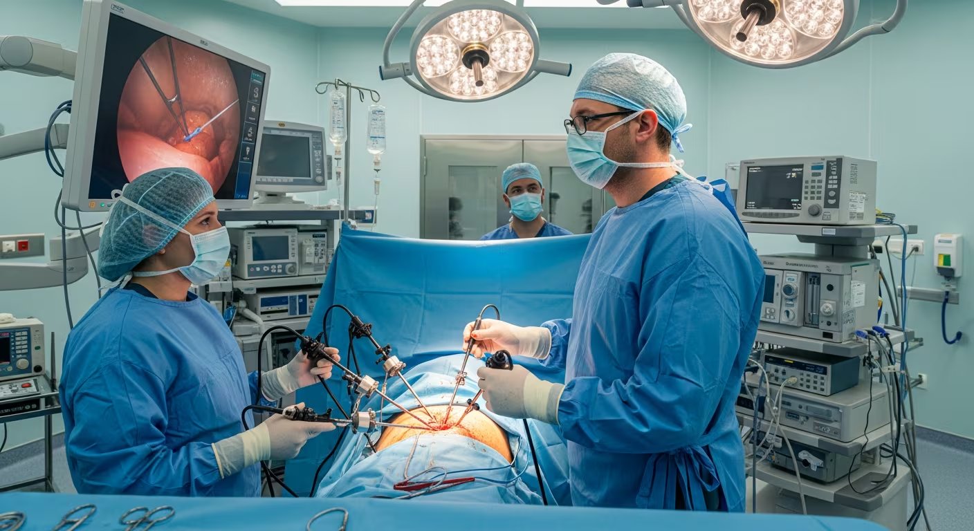 Un equipo médico realiza una cirugía laparoscópica en un quirófano. (Imagen Ilustrativa Infobae)