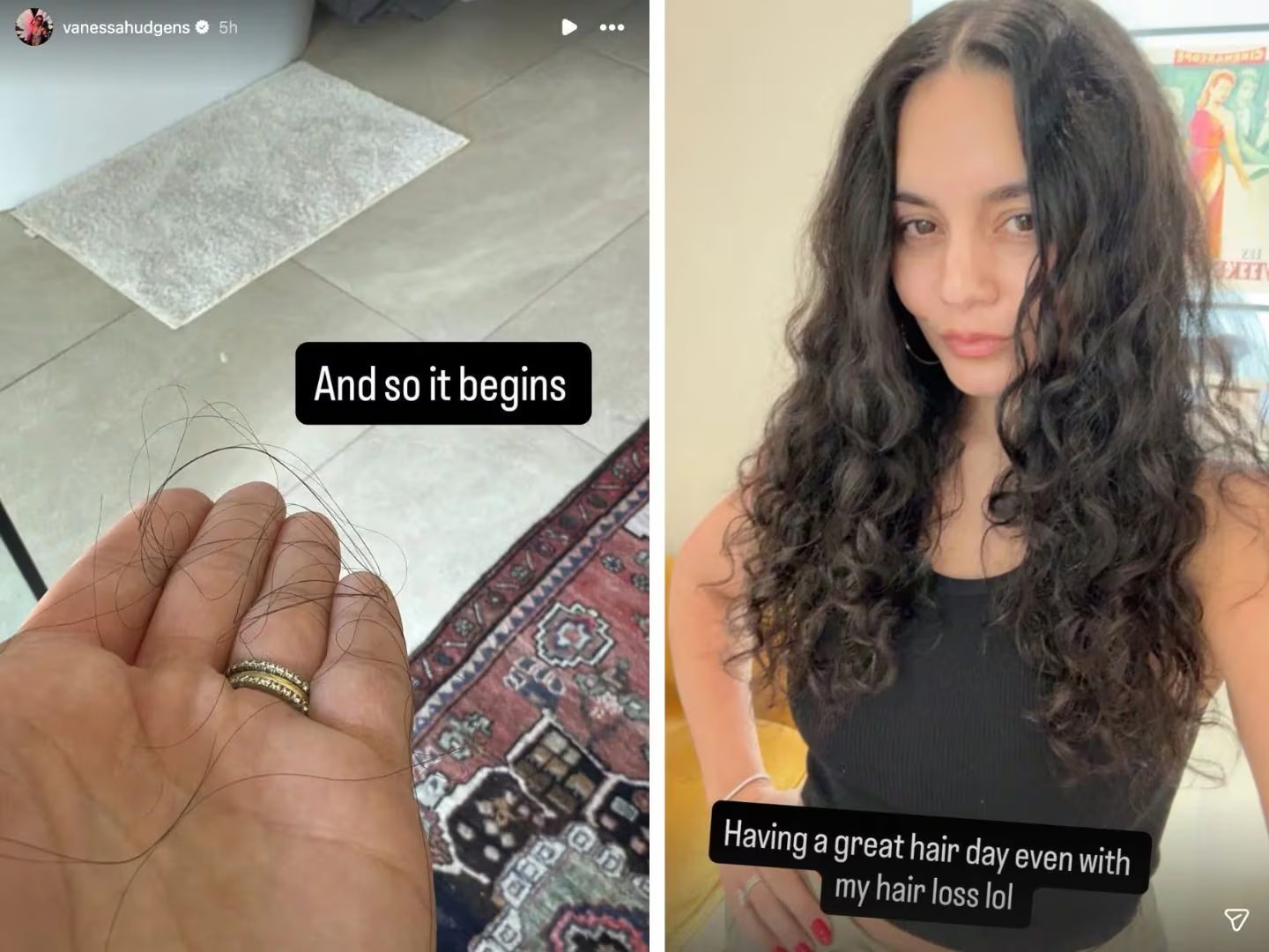 “Y así comienza”: el mensaje con el que Vanessa Hudgens acompañó su publicación. (Capturas: Instagram)