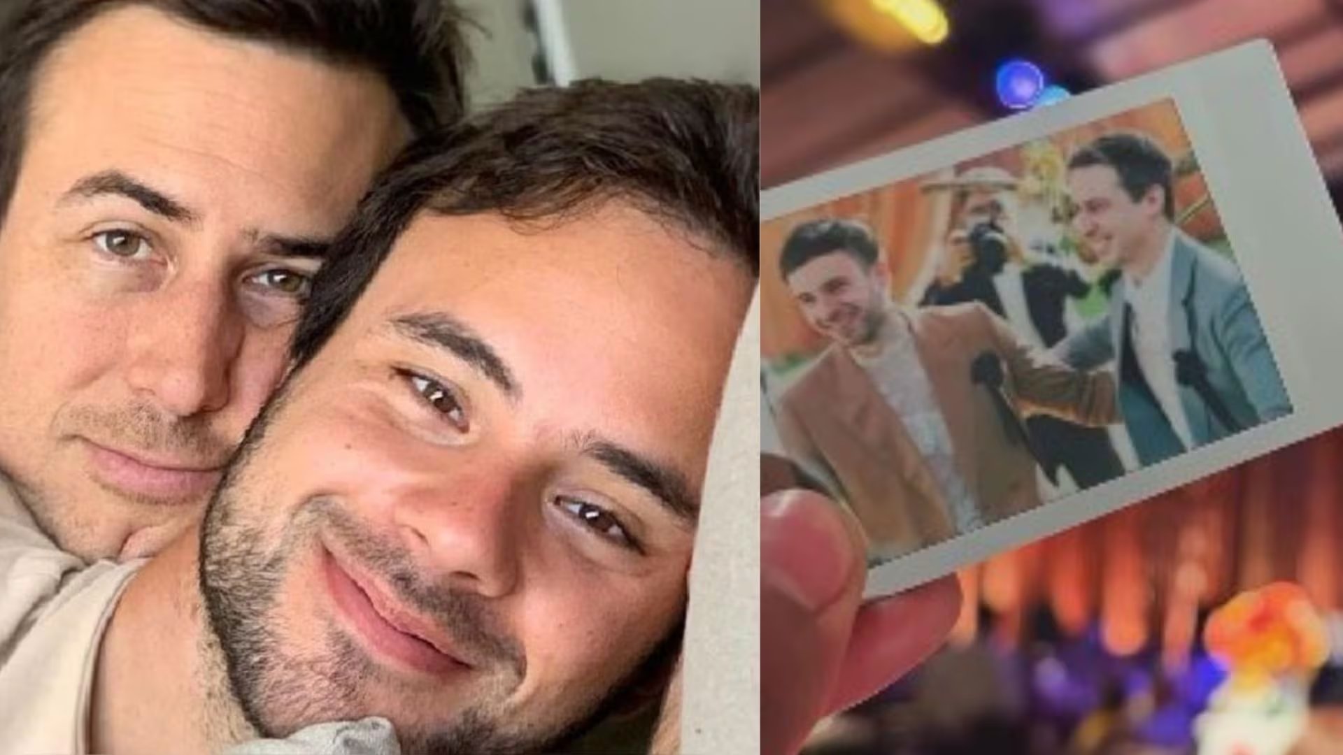 Bruno Ascenzo y Adrián Bello compartieron imágenes de su romántica boda en Cusco, que incluyen una selfie cercana y una foto polaroid del evento.