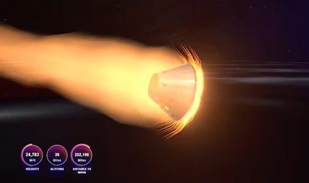 5.	Durante el regreso, Orion soportó temperaturas de 2760 grados Celsius y una velocidad cercana a los 40000 km por hora antes de amerizar (NASA)