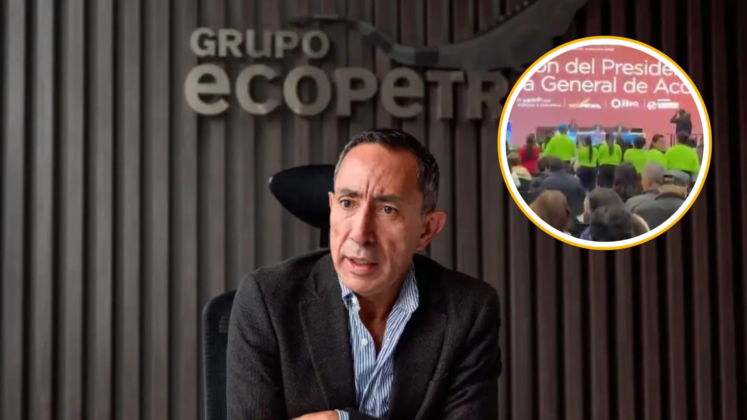 Accionistas minoritarios han expresado su rechazo a la permanencia de Ricardo Roa como presidente de Ecopetrol durante la sesión en Corferias - crédito Colprensa y María Fernanda Cabal/X
