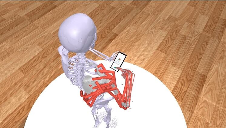 Las simulaciones de Log2Motion reproducen movimientos humanos reales, lo que permite evaluar la ergonomía y accesibilidad de interfaces digitales (Antti Oulasvirta / Universidad Aalto)