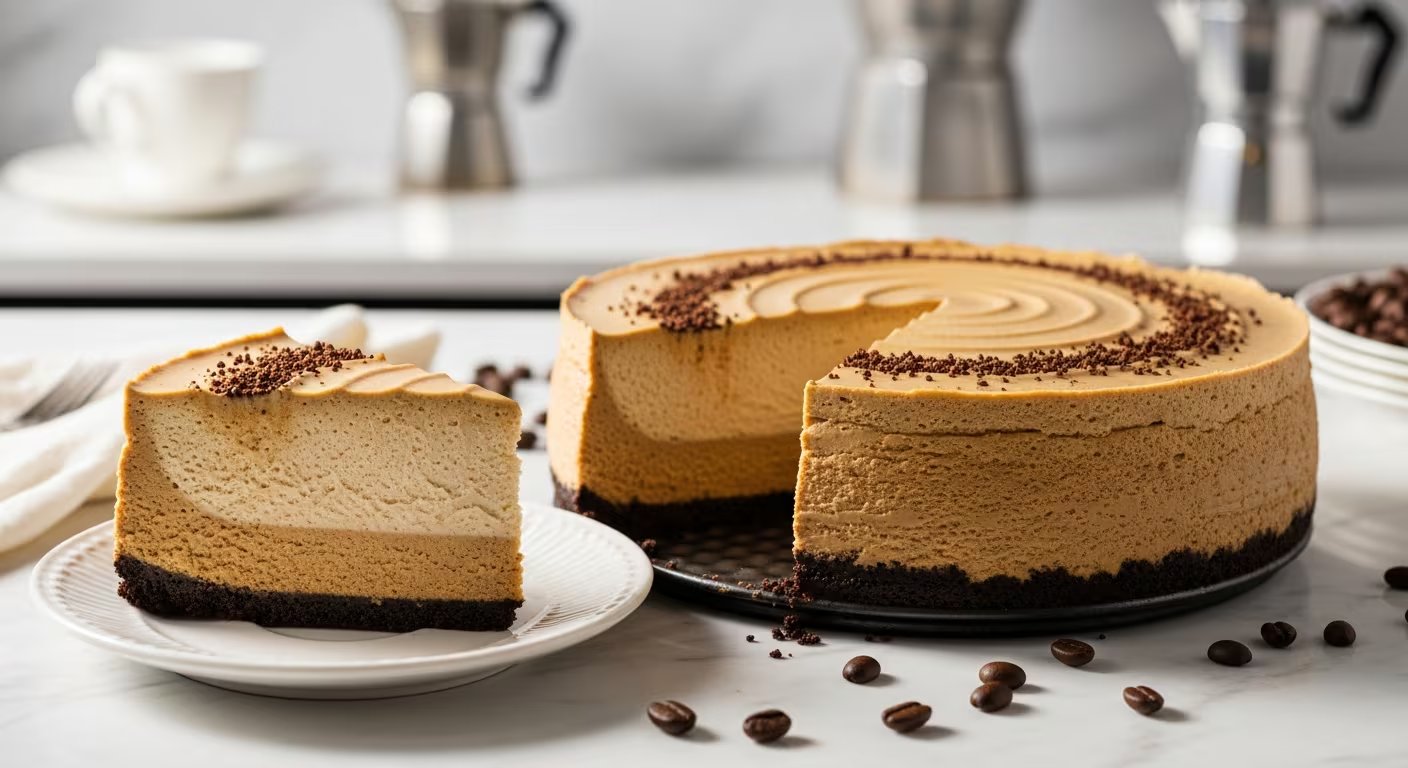 La clave del cheesecake de café está en conseguir una textura firme y cremosa con un aroma profundo a café en cada porción. - (Imagen Ilustrativa Infobae)