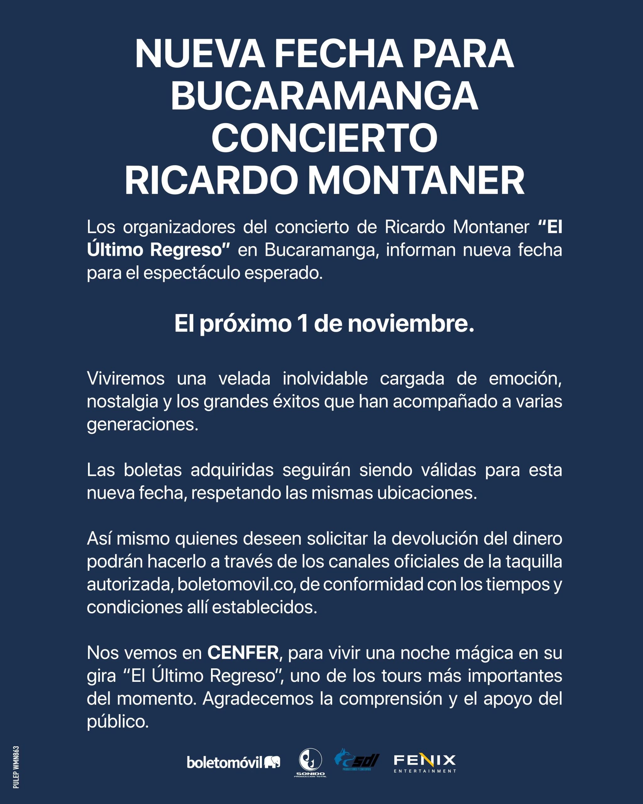 Los compradores que decidan no asistir podrán solicitar el reembolso siguiendo los procedimientos habilitados por la plataforma digital o la taquilla autorizada, bajo los plazos establecidos - crédito Fenix