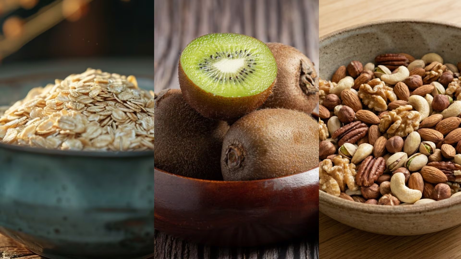 La avena, los kiwis y los frutos secos aportan fibra, compuestos beneficiosos y nutrientes que favorecen la microbiota intestinal y contribuyen a una mejor regulación del tránsito digestivo (Imagen Ilustrativa Infobae)