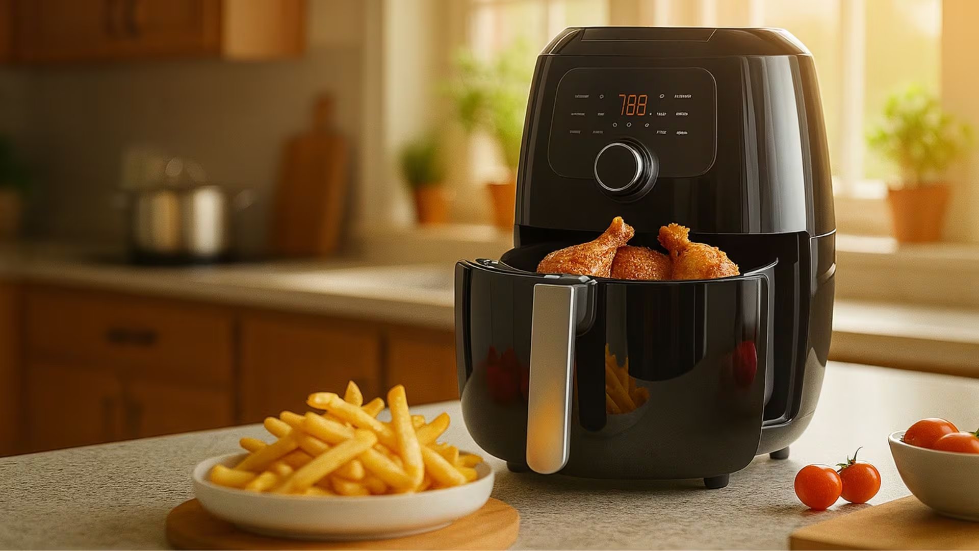 Una freidora de aire estándar de 1.500 W consume aproximadamente 0,75 kWh tras 30 minutos de uso, según el cálculo energético recomendado. (Imagen Ilustrativa Infobae)