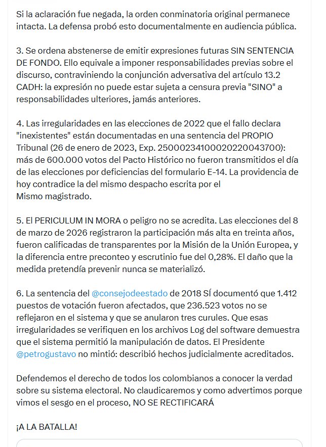 El abogado sostuvo que la orden judicial constituye censura previa, prohibida por la Constitución y la Convención Americana sobre Derechos Humanos - crédito @HombreJurista/X