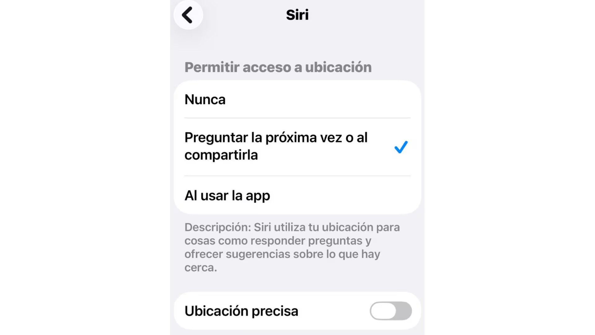 En iOS, basta con ir a Ajustes > Privacidad y seguridad > Localización, y en cada aplicación desactivar el interruptor de “Ubicación exacta”. 

(Captura iPhone/Rafael Montoro)