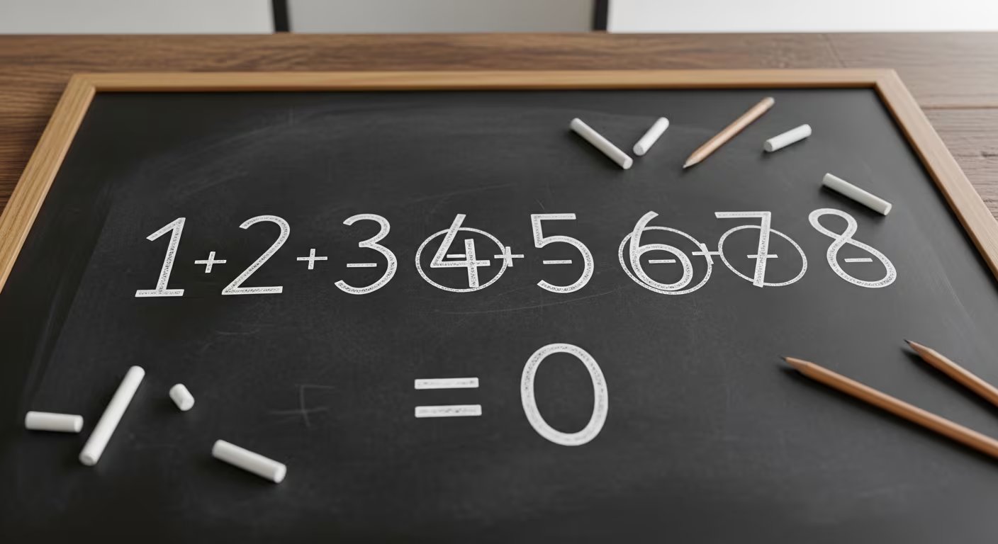 La clave para resolver el desafío matemático consiste en dividir los números en dos subconjuntos de suma igual a 18, aplicando signos opuestos (Imagen Ilustrativa Infobae)