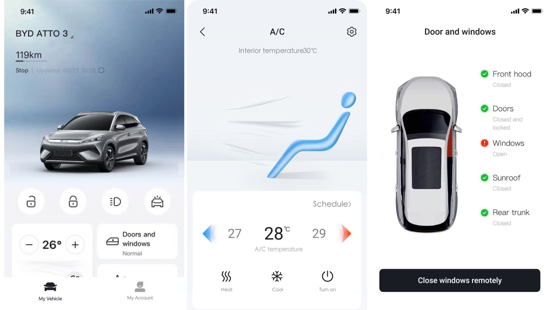 La aplicación también muestra la presión de los neumáticos y alerta si hay valores fuera de rango. (BYD)