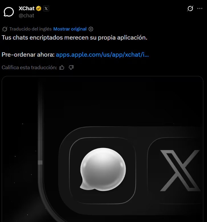 X dio a conocer que pronto llegará XChat a los usuarios de iPhone y iPad. (X)
