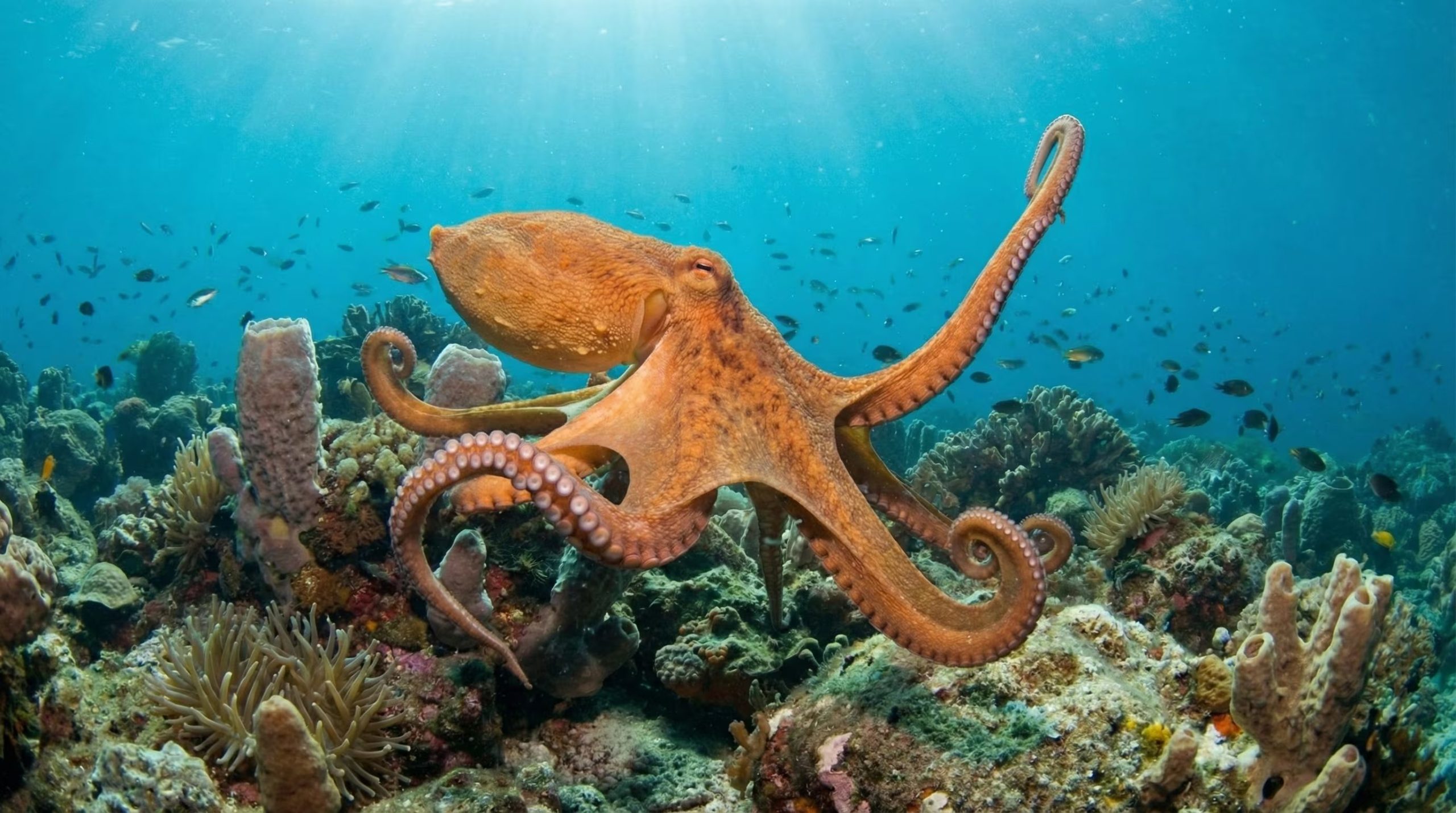 Experimentos controlados confirman que los pulpos machos emplean el brazo R3 de forma exclusiva para la reproducción, mientras las hembras no muestran preferencia por ningún brazo (Imagen Ilustrativa Infobae)