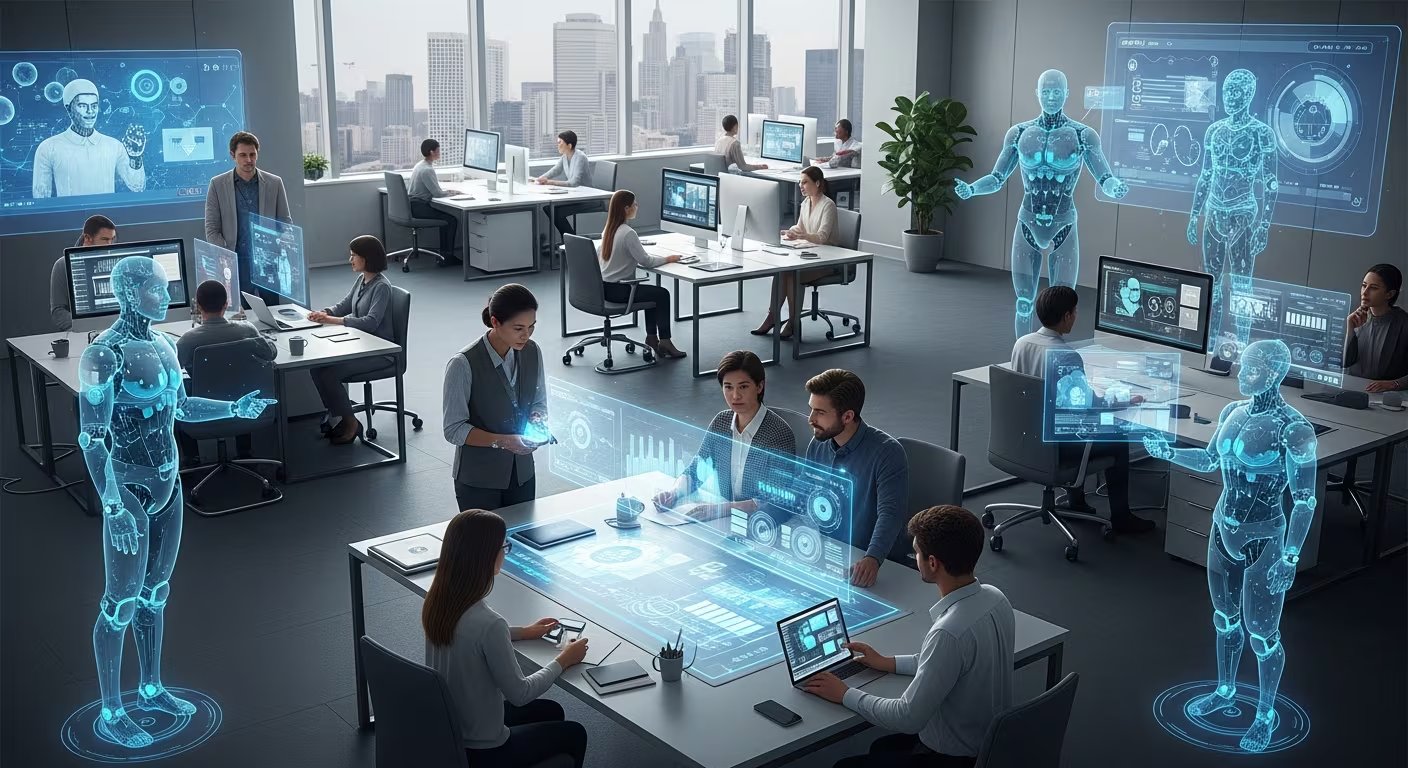 La inteligencia artificial transforma la dinámica laboral, integrándose en equipos humanos y redefiniendo el alcance de las tareas en las oficinas (Imagen Ilustrativa Infobae)