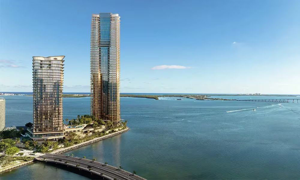 El terreno del antiguo hotel dará paso a un complejo de lujo que redefine el horizonte de Brickell Key con dos torres residenciales (Miami Residential Group)