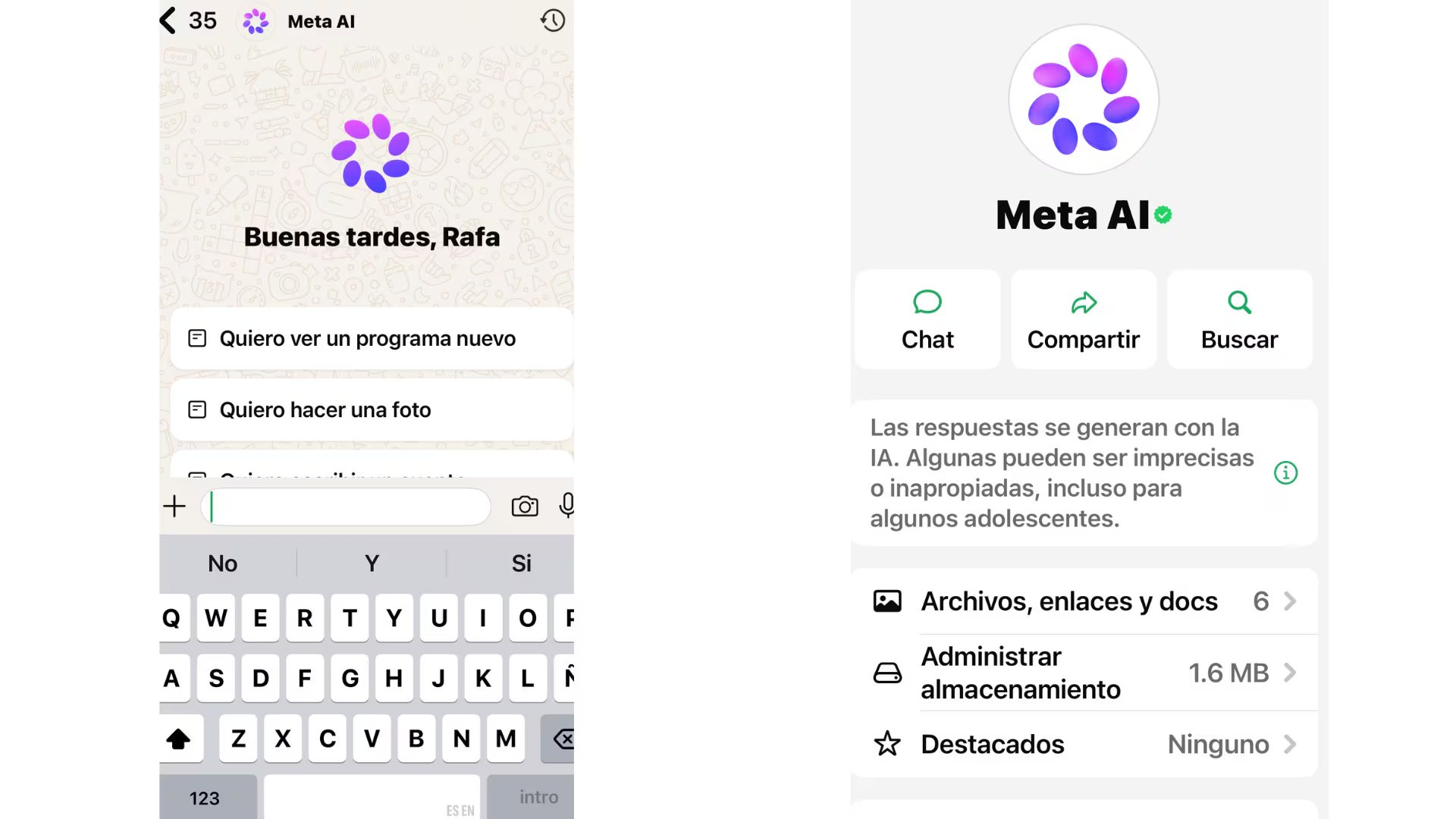Así luce el nuevo logotipo de Meta en WhatsApp. 

(Composición Infobae: Meta)
