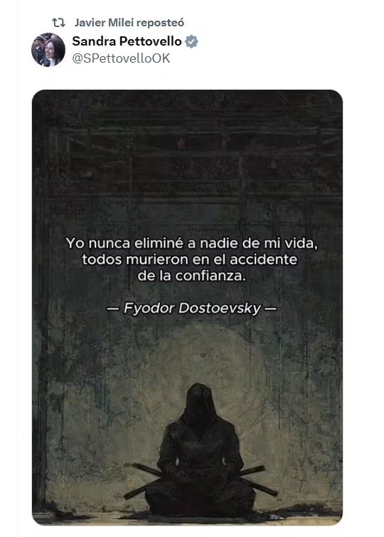 El mensaje que publicó Sandra Pettovello, que fue reproducido por el presidente Milei 