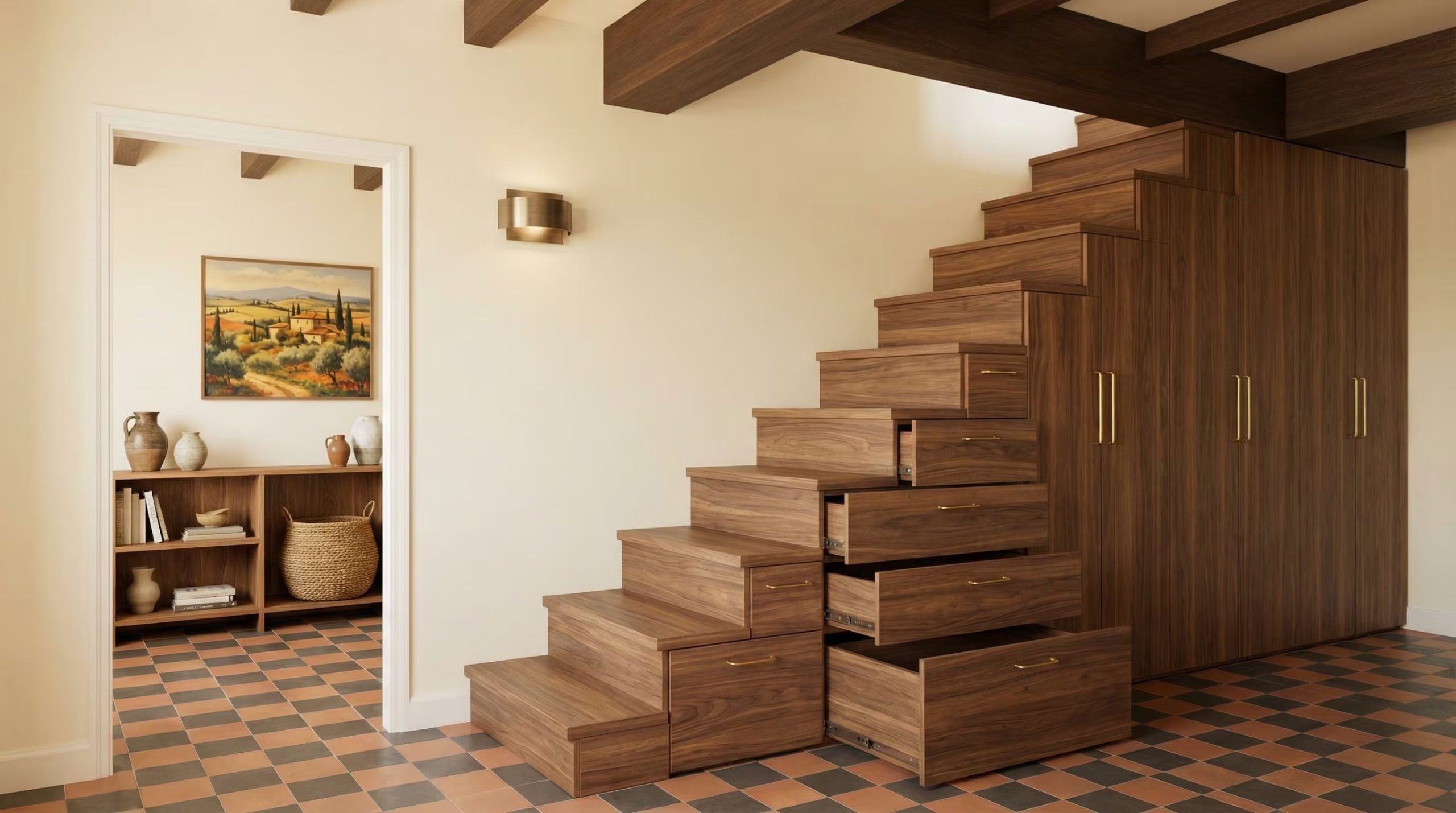 El diseño inteligente convierte cada rincón bajo la escalera en una oportunidad para aprovechar el espacio. (Imagen Ilustrativa Infobae)