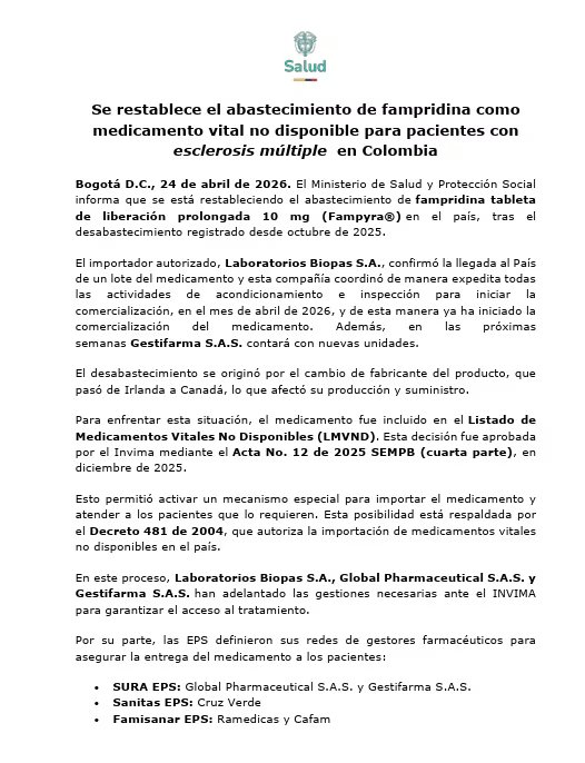 Los medicamentos provienen del extranjero - crédito Ministerio de Salud