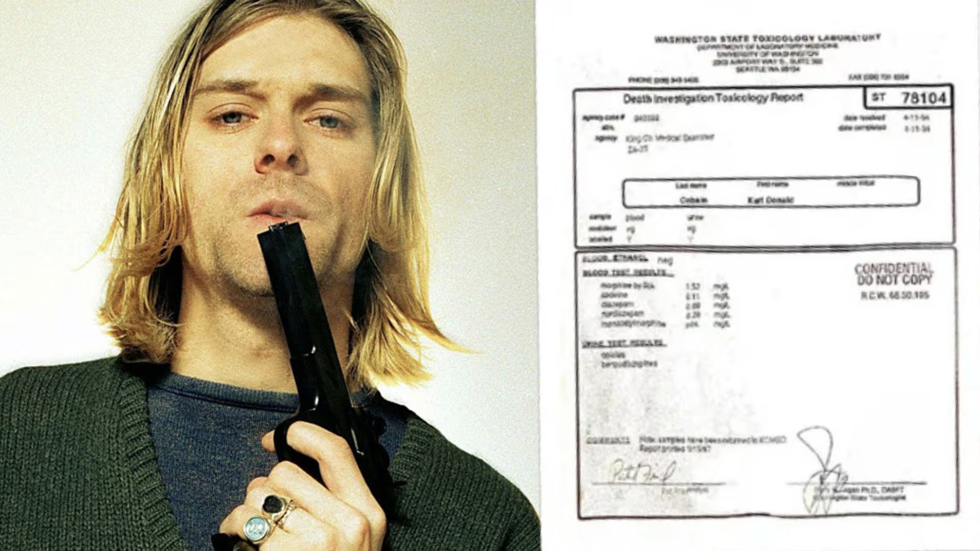 Expertos independientes cuestionan si Cobain pudo accionar el arma tras la alta dosis de heroína detectada en su cuerpo.(X @tomgrantpi)