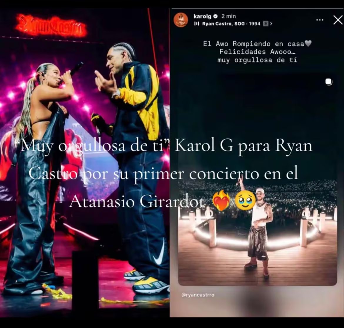 Karol G también felicitó a Ryan Castro por lo conseguido en Medellín - crédito @besties_mty0/TikTok